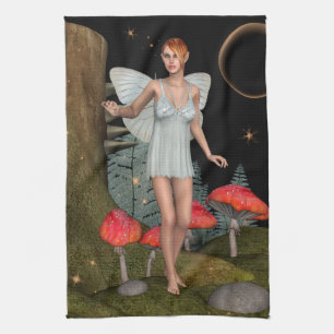 Enchanted Forest Fairy Mushroom Fantasy Art Kitchen Towel