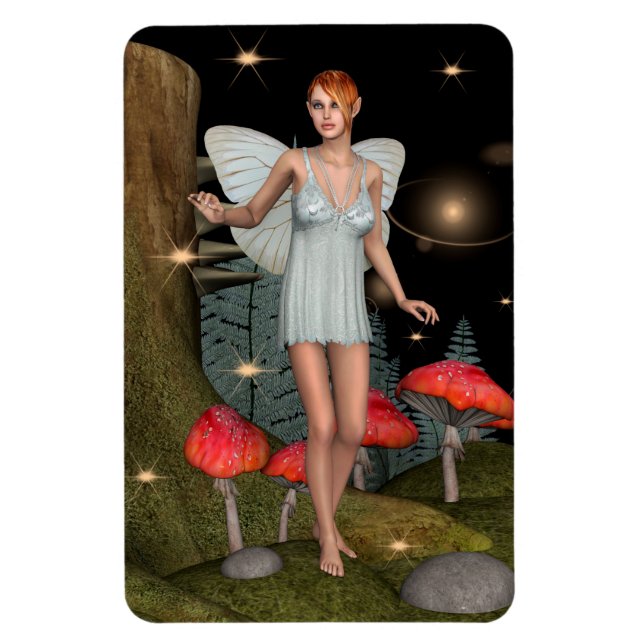 Enchanted Forest Fairy Mushroom Fantasy Art Magnet (Vertical)