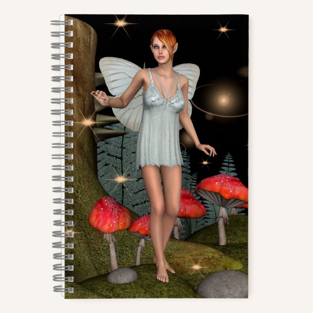 Enchanted Forest Fairy Mushroom Fantasy Art Notebook (Front)