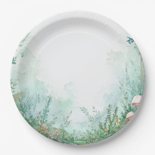 Enchanted Forest Fairytale Forest Baby Shower Paper Plate (Front)