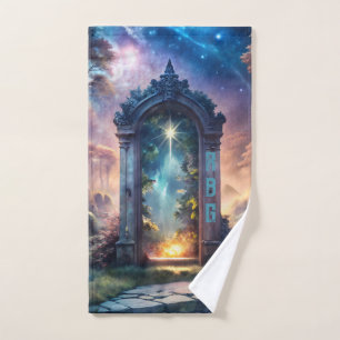 Enchanted Forest Fantasy Galaxy Portal Hand Towel