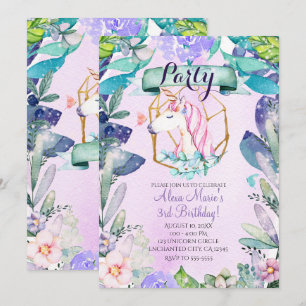 Enchanted Forest Fantasy Magical Unicorn Party Invitation