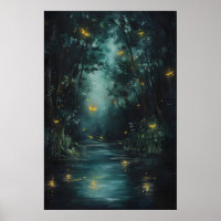 Enchanted Forest Fireflies Art Printable Magical