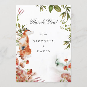 Enchanted Forest Fox Wolf Stag Wedding Thank You Invitation