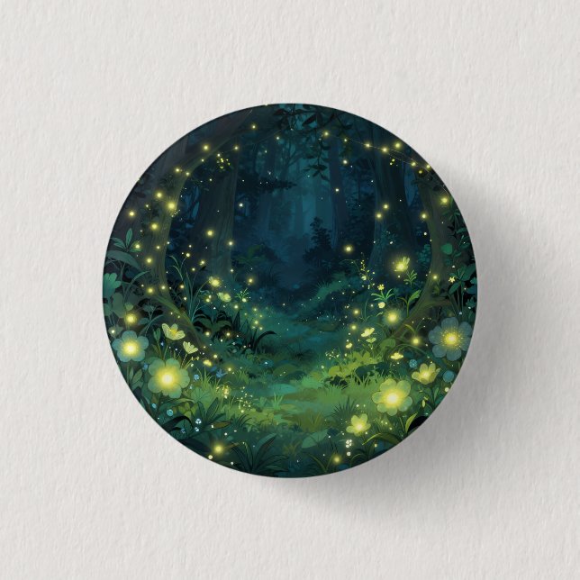 Enchanted Forest Glow Magical Night 1 Inch Round Button (Front)