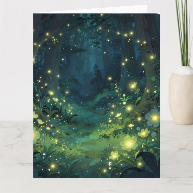 Enchanted Forest Glow Magical Night Card (Front)