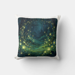 Enchanted Forest Glow Magical Night Throw Pillow
