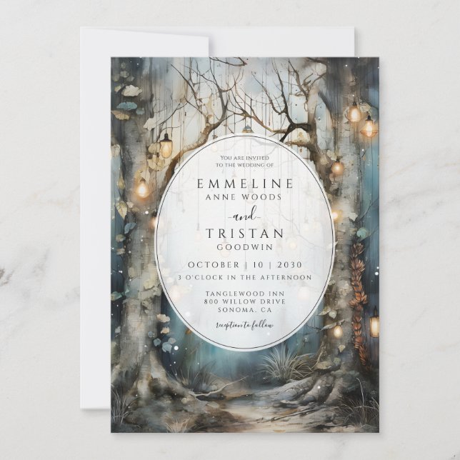 Enchanted Forest Glowing Lights Wedding  Invitation (Front)
