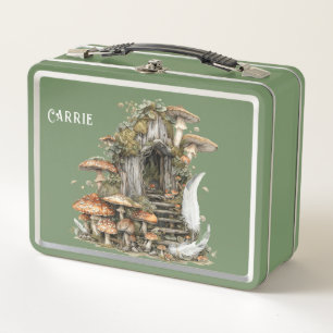 Enchanted Forest Gnome Cottage Metal Lunchbox