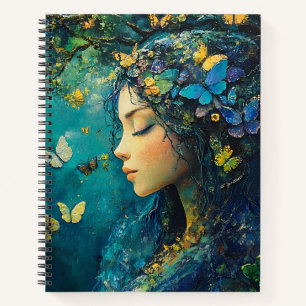Enchanted Forest Goddess with Butterflies (1) Notebook