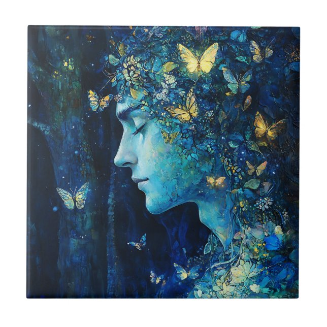 Enchanted Forest Goddess with Butterflies (7) Tile (Front)