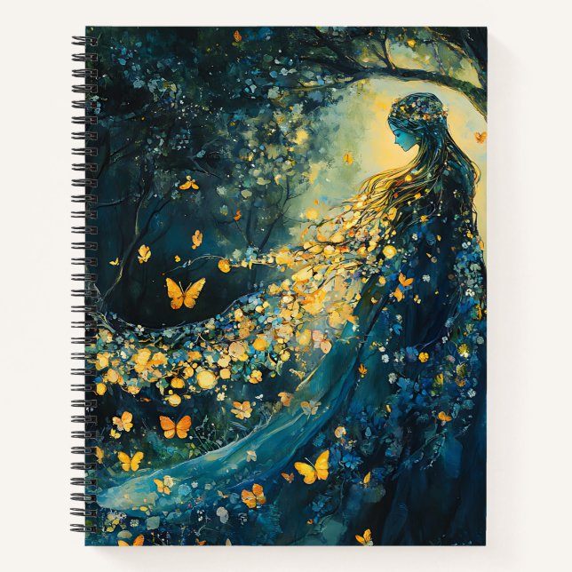 Enchanted Forest Goddess with Butterflies (8) Notebook (Front)