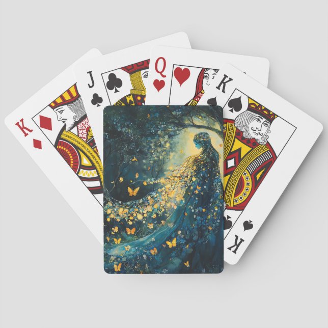 Enchanted Forest Goddess with Butterflies (8) Playing Cards (Back)