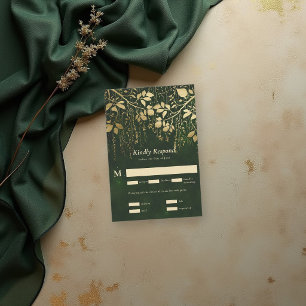 Enchanted Forest Gold Foliage Vert RSVP de mariage