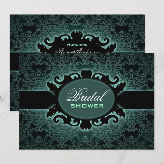 Enchanted Forest Green Gothic Bridal Shower Invitation (Front/Back)