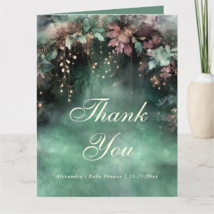 Enchanted Forest Greenery Arch Fairy Baby Shower Thank You Card