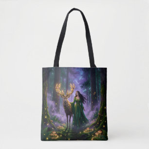 Enchanted Forest Guardian & Majestic Deer Tote Bag