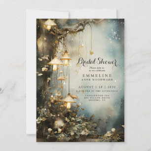 Enchanted Forest Hanging Lanterns Bridal Shower Invitation