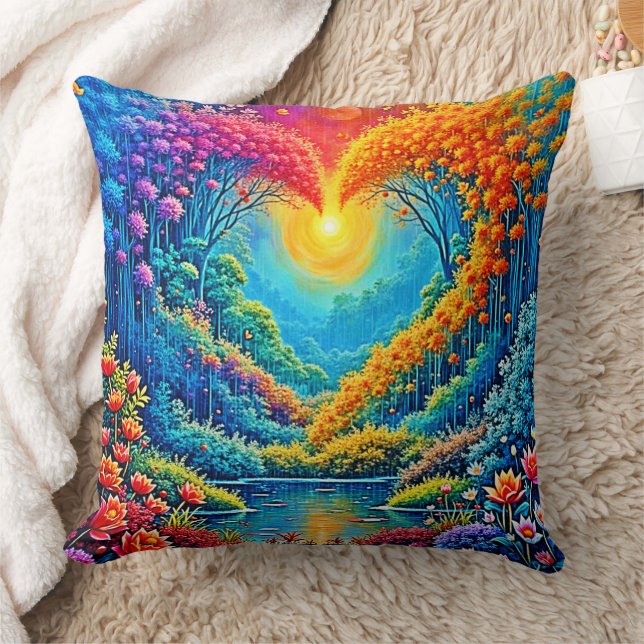 Enchanted Forest Heart of Light Design Throw Pillow (Blanket)