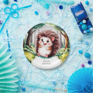 Enchanted Forest Hedgehog Birthday Paper Plate