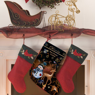 Enchanted Forest Holiday Stocking-Woodland Animals Small Christmas Stocking