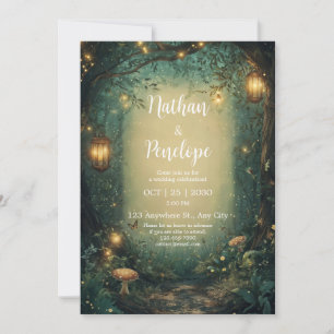 Enchanted Forest Lantern Wedding Invitation