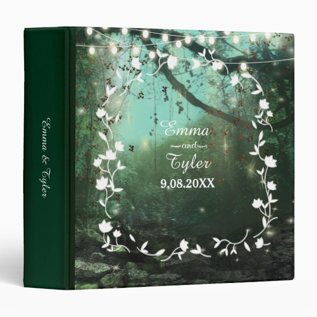 Enchanted Forest Lights Rustic Wedding Binder (Front/Spine)