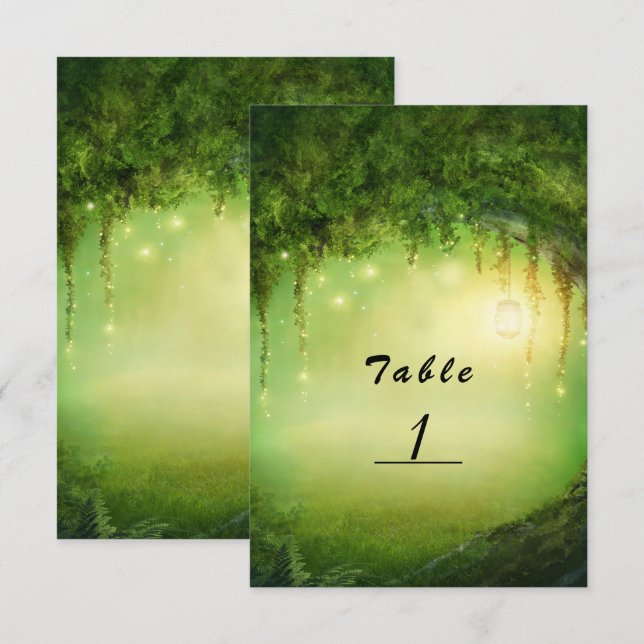 Enchanted Forest & Lights Wedding Table Number (Front/Back)