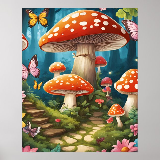 Enchanted Forest Magic Mushroom Stairs Poster (Front)
