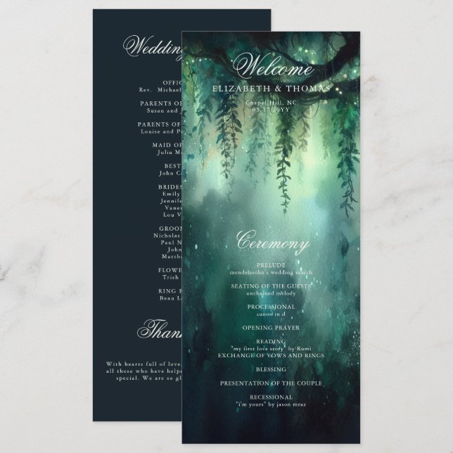 Enchanted Forest Magical Elegant Wedding Program (Front/Back)