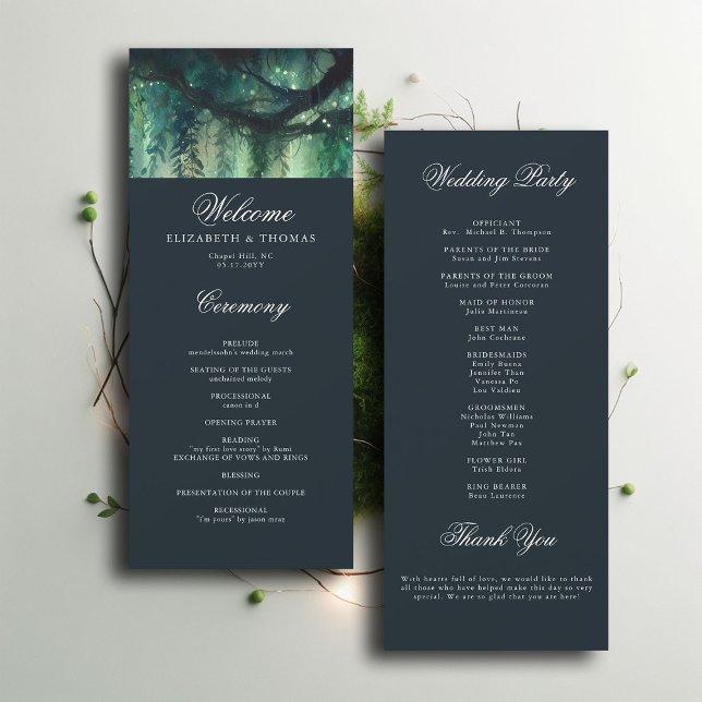 Enchanted Forest Magical Vines Wedding Program (enchanted forest emerald magical wedding program elegant modern calligraphy formal classic ceremony)