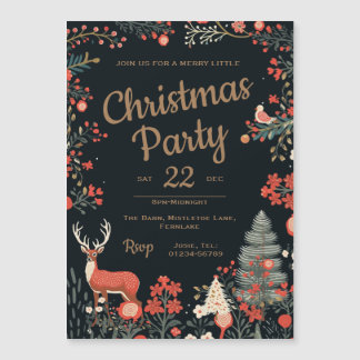 Enchanted Forest Merry Christmas Party Magnetic Invitation