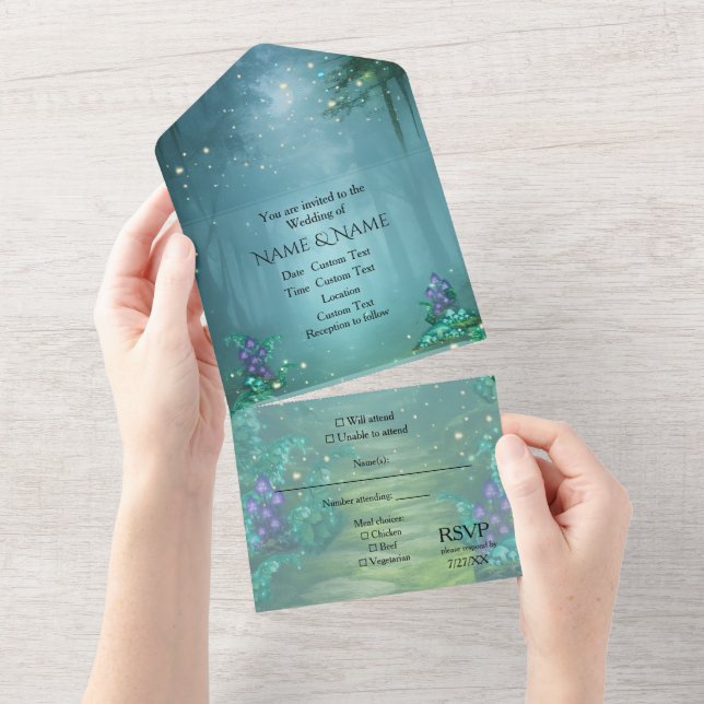 Enchanted  Forest Mist  All In One Invitation (Tearaway)
