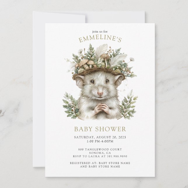 Enchanted Forest Mouse Baby Shower Invitation (Front)