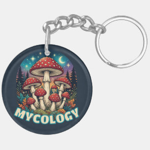 Enchanted Forest Mushroom Art Keychain