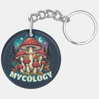 Enchanted Forest Mushroom Art Keychain