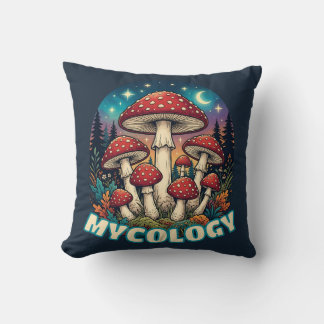 Enchanted Forest Mushroom Art Throw Pillow