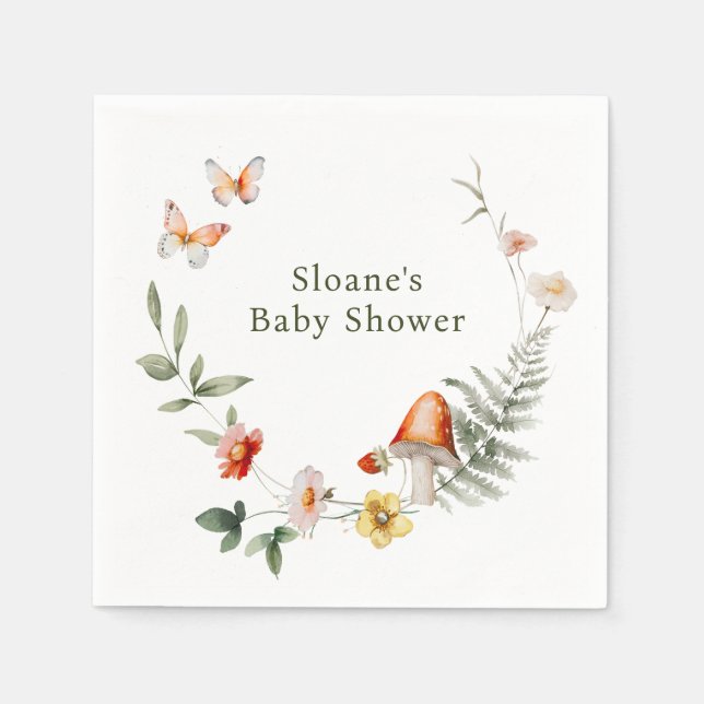 Enchanted Forest Mushroom Baby Shower Napkin (Front)