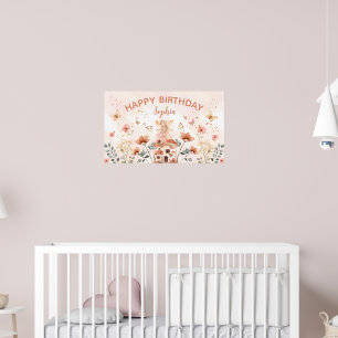 Enchanted Forest Mushroom Girl's First Birthday Poster