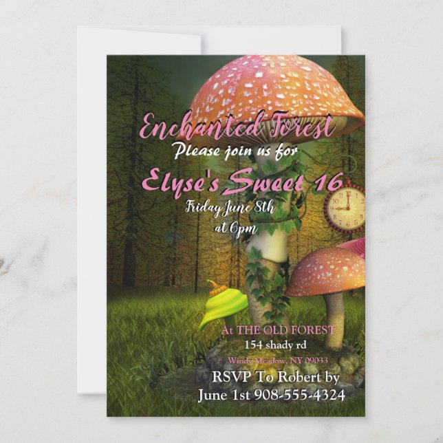 Enchanted Forest Mushroom Invitation (Front)
