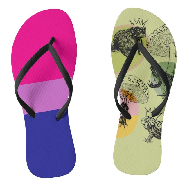 Enchanted Forest Mushrooms and Frogs Custom Flip Flops (Footbed)