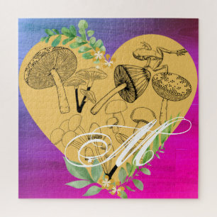 Enchanted Forest Mushrooms and Frogs Custom Jigsaw Puzzle