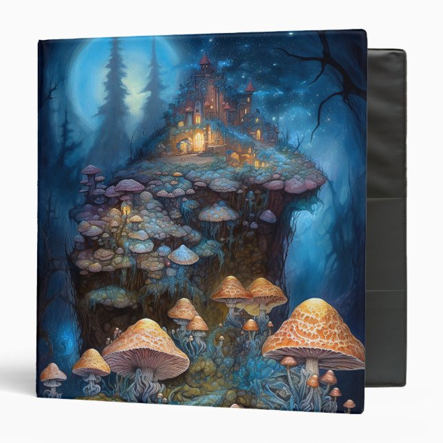 Enchanted Forest Mushrooms Castle Fantasy Art Binder (Front/Inside)