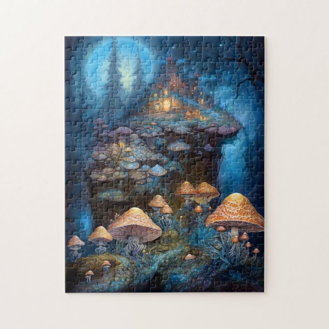 Enchanted Forest Mushrooms Castle Fantasy Art Jigsaw Puzzle (Vertical)