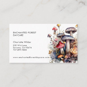 Enchanted Forest Mushrooms Child Daycare Business Card