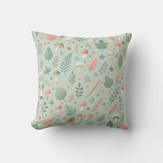 Enchanted Forest Mushrooms Throw Pillow