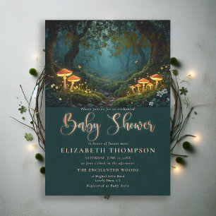 Enchanted Forest Mushrooms Wild Grove Baby Shower Invitation