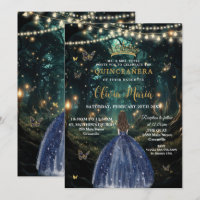 Enchanted Forest Navy Blue Dress Quinceañera 16