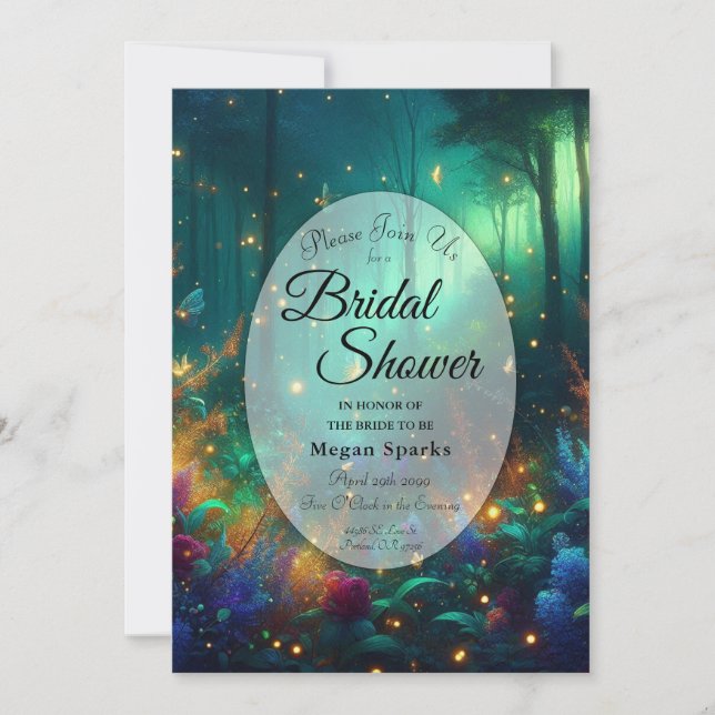 Enchanted Forest of Radiant Jewels Bridal Shower Invitation (Front)