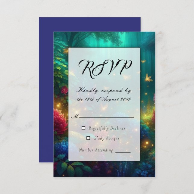 Enchanted Forest of Radiant Jewels RSVP Card (Front/Back)
